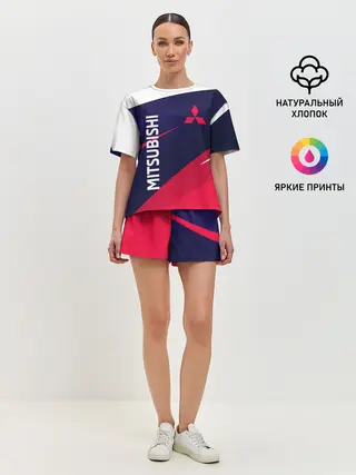 Женская пижама с шортами / MITSUBISHI ТРИКОЛОР