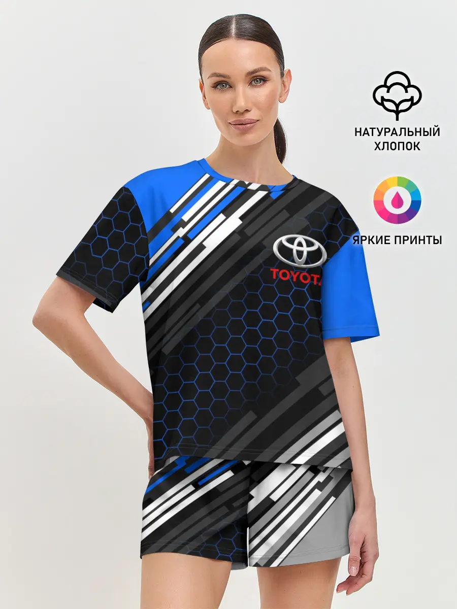 Женская пижама с шортами / TOYOTA SPORT / ЛИНИИ / LINES