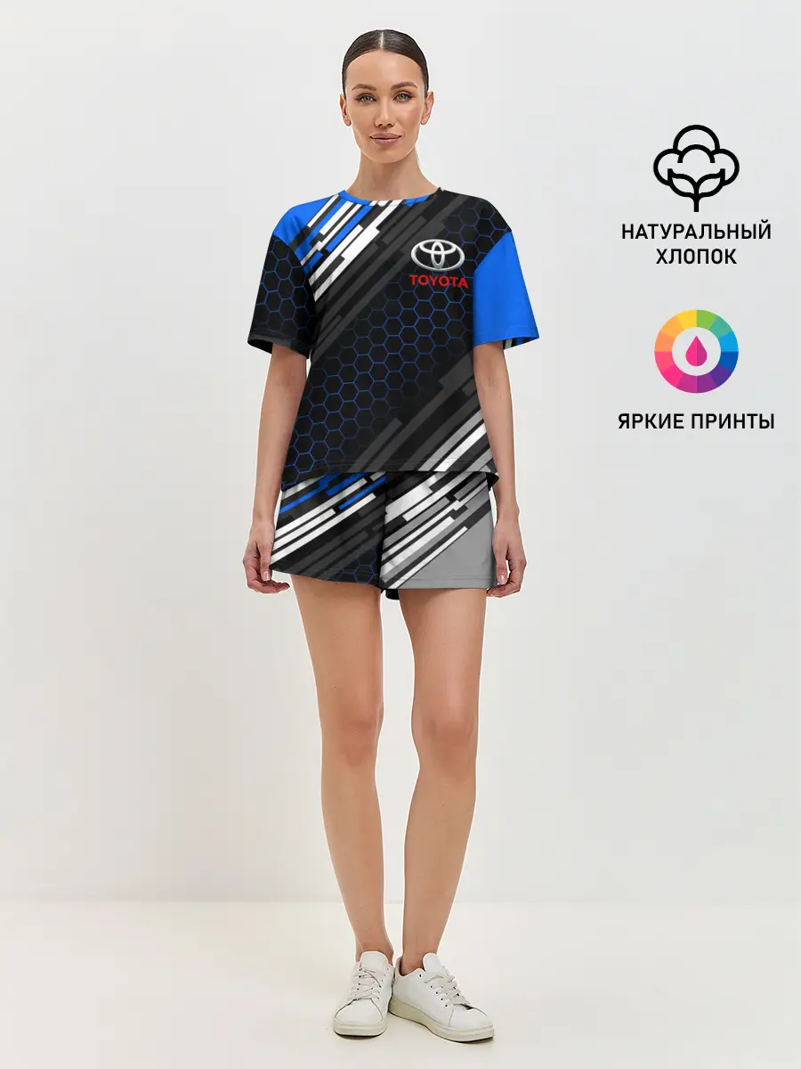 Женская пижама с шортами / TOYOTA SPORT / ЛИНИИ / LINES