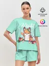Женская пижама с шортами / Зима. Новогодний лисенок