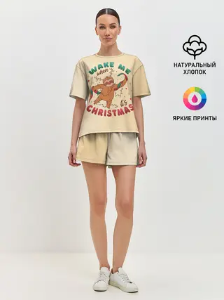 Женская пижама с шортами / Новогодний ленивец