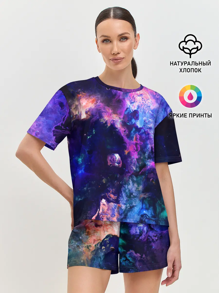 Женская пижама с шортами / НЕОНОВЫЕ КОСМОС / NEON SPACE