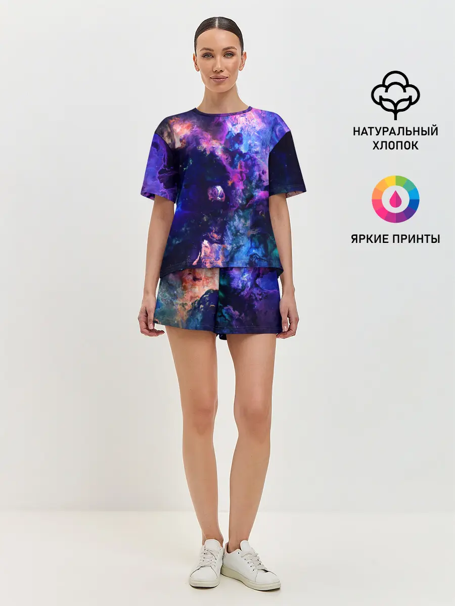 Женская пижама с шортами / НЕОНОВЫЕ КОСМОС / NEON SPACE
