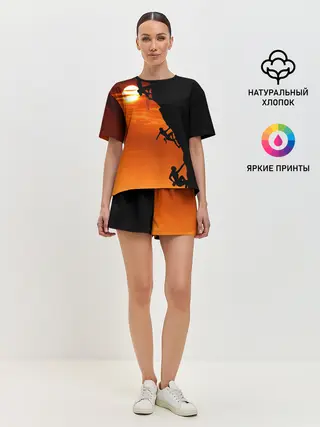 Женская пижама с шортами / СКАЛОЛАЗЫ В ЗАКАТЕ