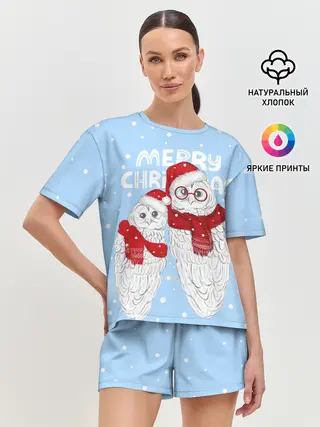 Женская пижама с шортами / С Рождеством! Совы