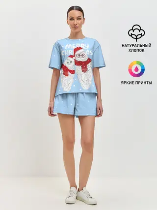 Женская пижама с шортами / С Рождеством! Совы