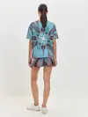 Женская пижама с шортами / Абстрактный цветок. Голубой.
