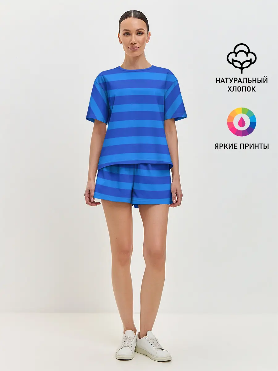 Женская пижама с шортами / Huggy Wuggy полосы