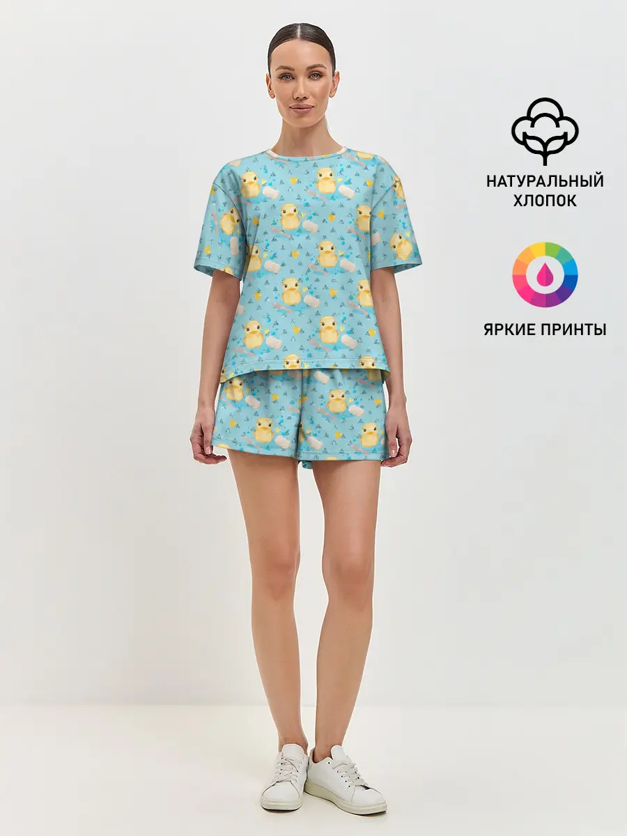 Женская пижама с шортами / Чистюля: уточки