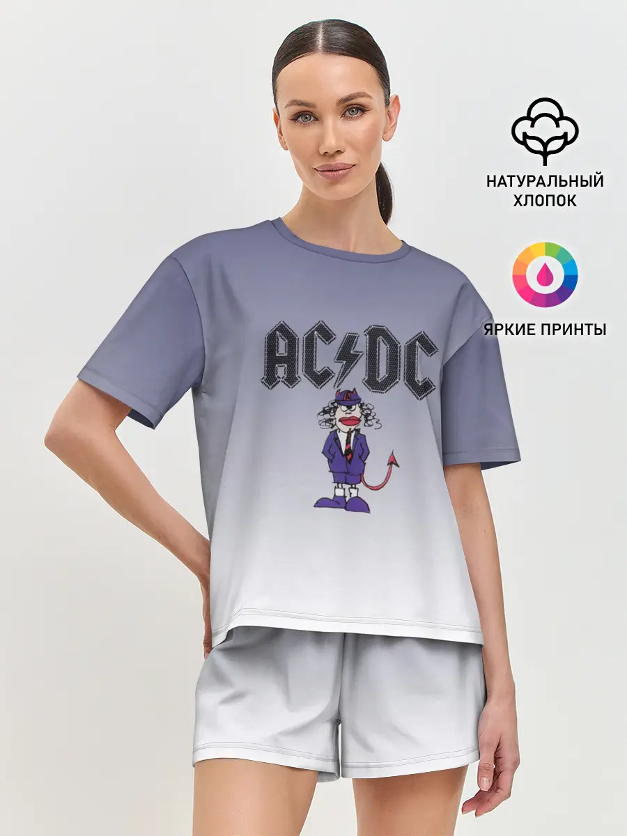Женская пижама с шортами / Ангус Янг чертик AC/DC