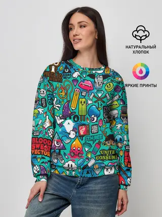 Женский свитшот / стикербомбинг