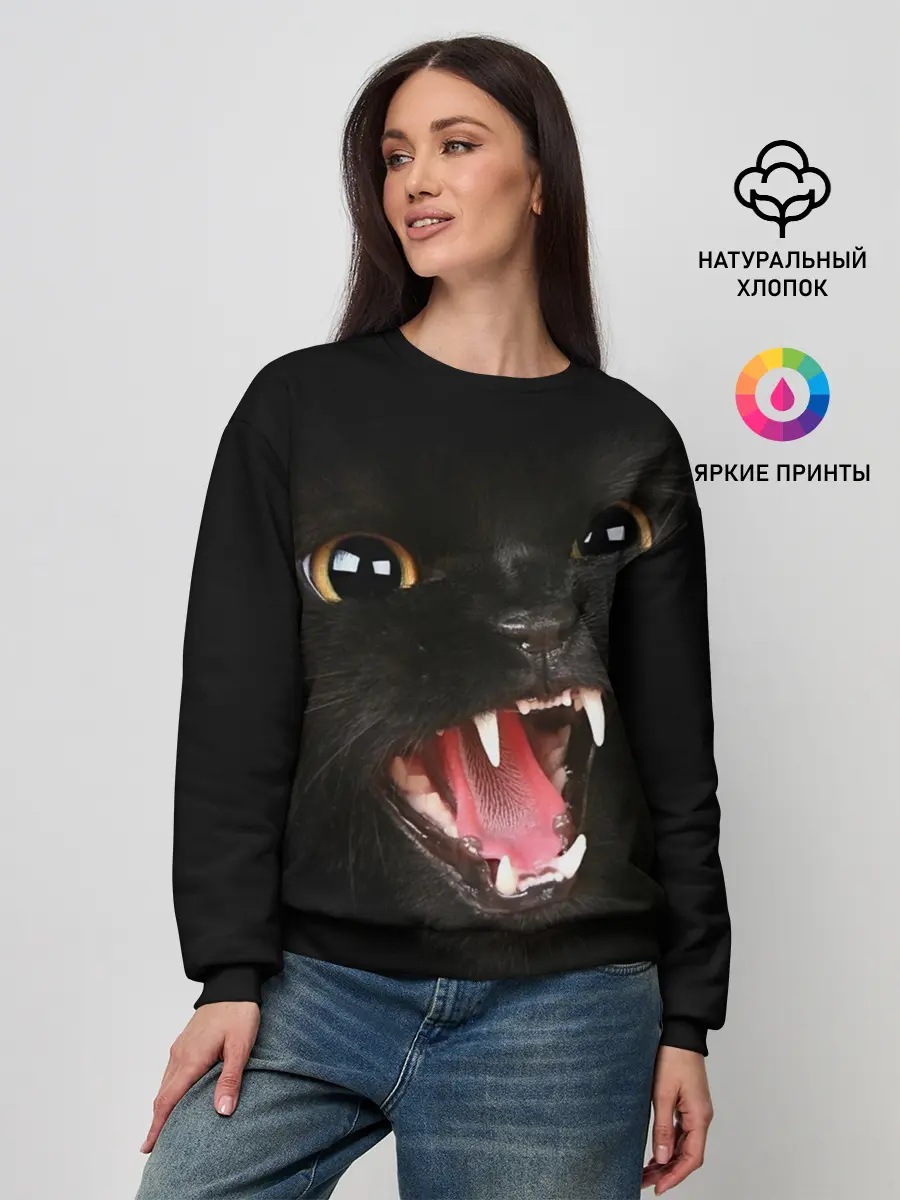 Женский свитшот / Черный кот