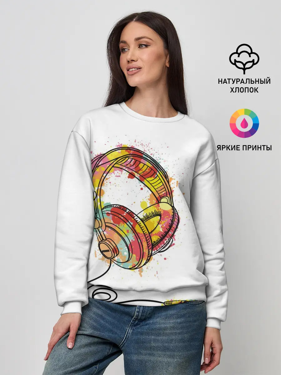 Женский свитшот / Красочные наушники