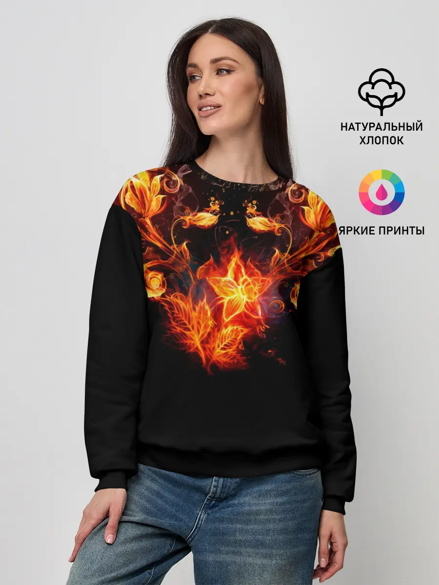 Женский свитшот / Огненные цветы в темноте