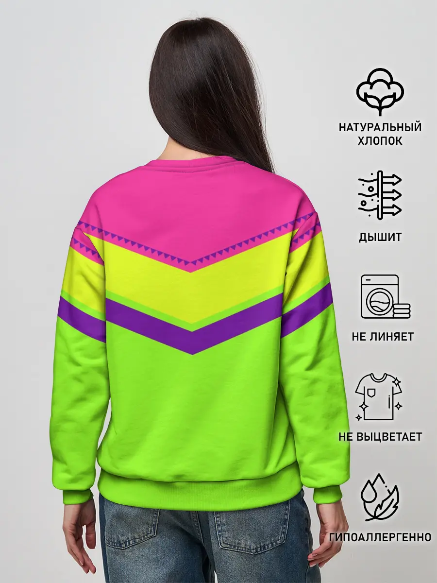 Женский свитшот / Цветные треугольники_ салатовы