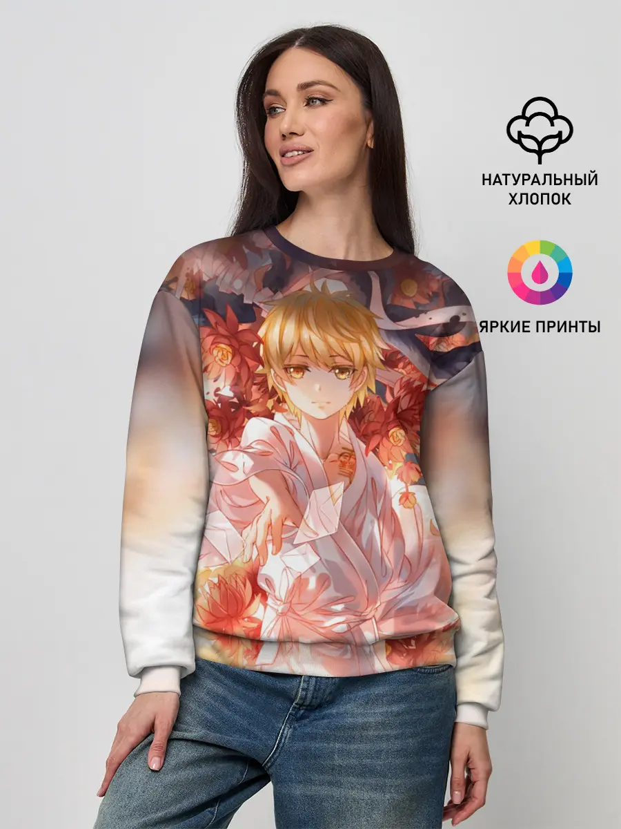 Женский свитшот / БЕЗДОМНЫЙ БОГ. Юкинэ в цветах