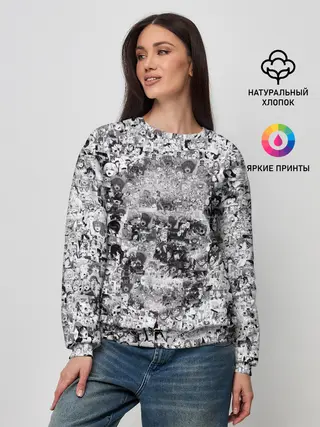 Женский свитшот / Череп из ахегао