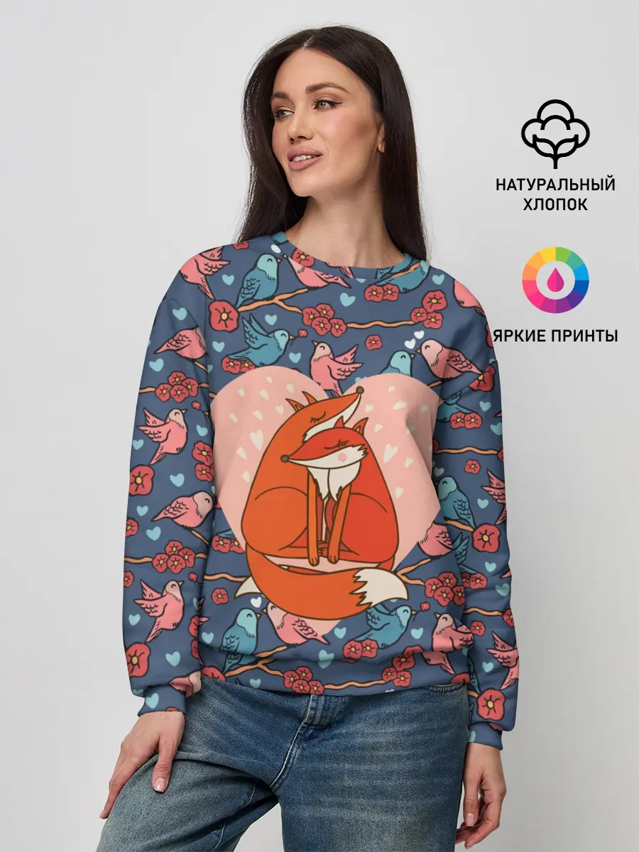 Женский свитшот / Влюбленные лисички