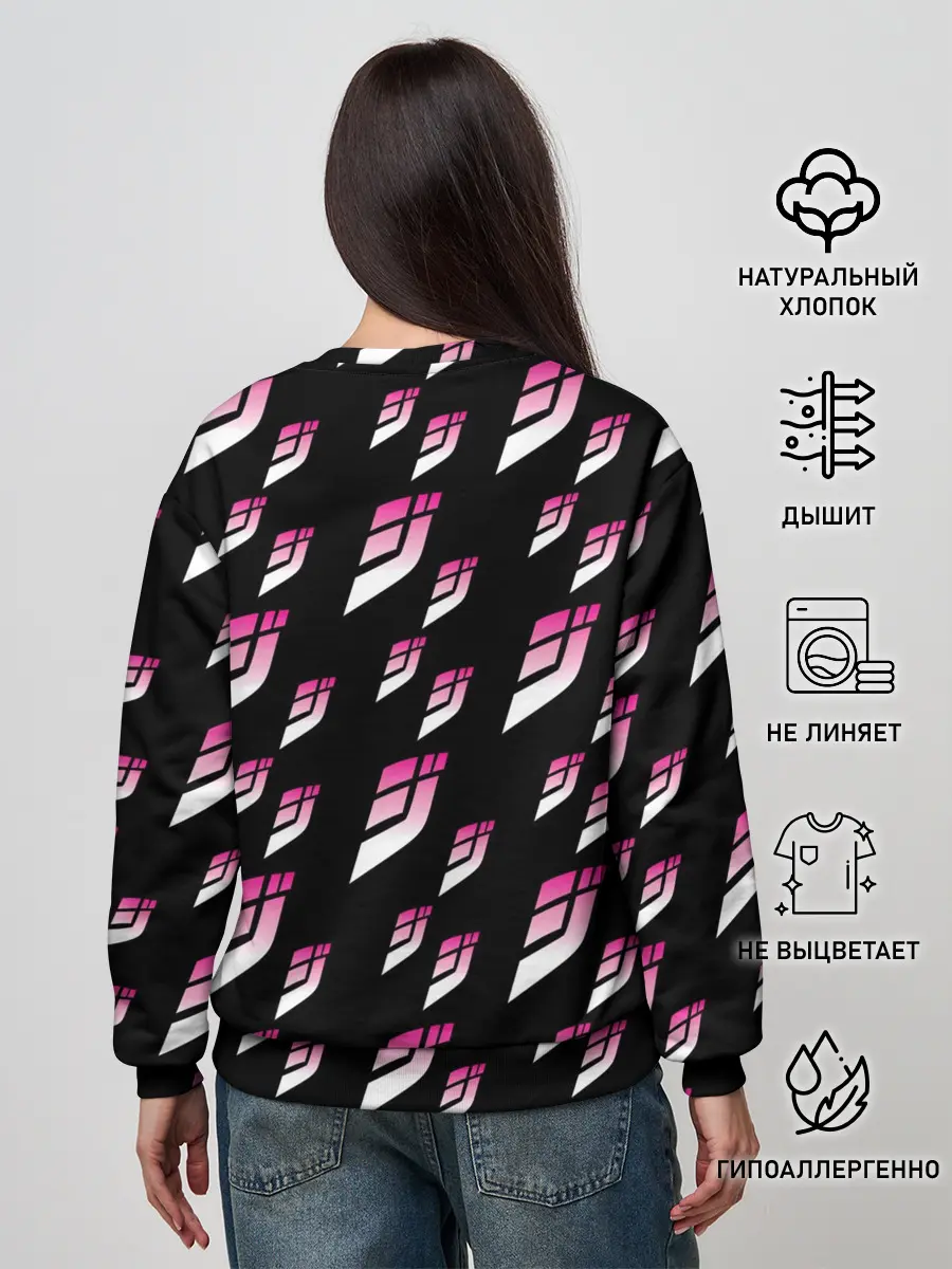 Женский свитшот / Джоджо паттерн розовые лого