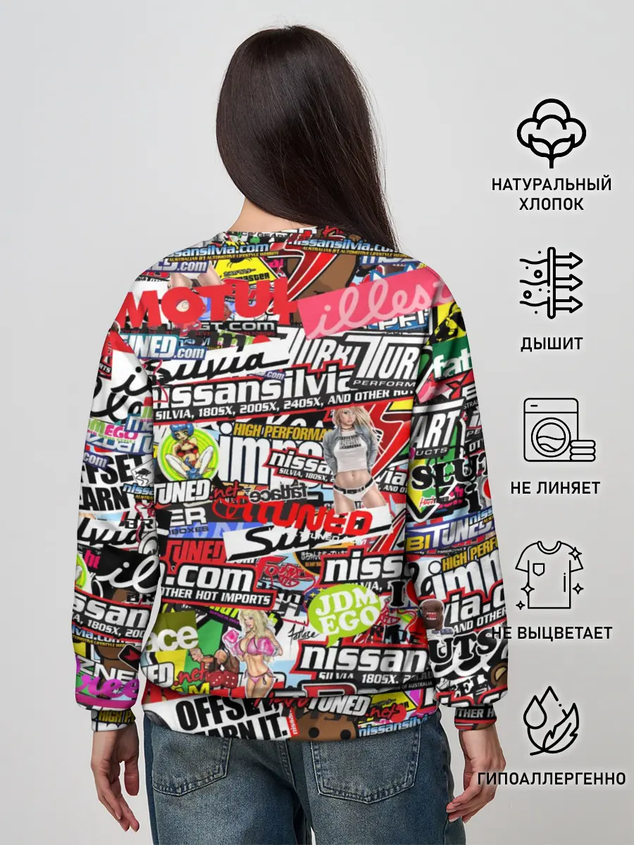 Женский свитшот / Cars Stickerbombing