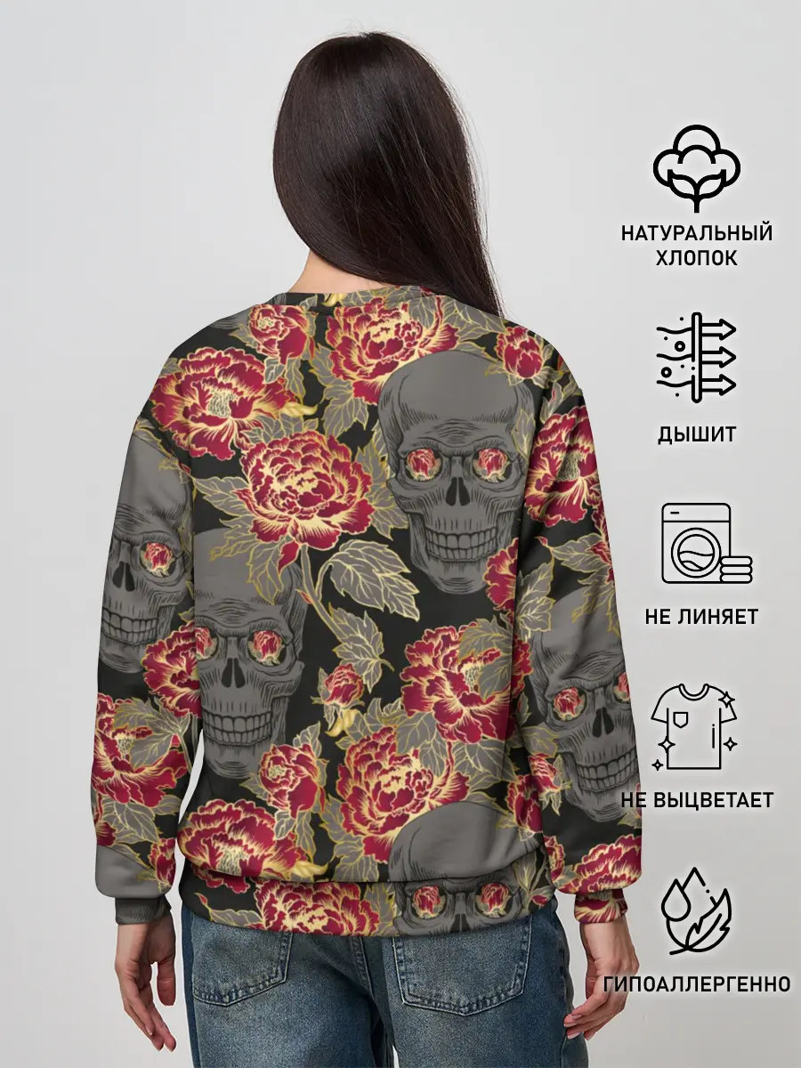 Женский свитшот / Черепа и розы