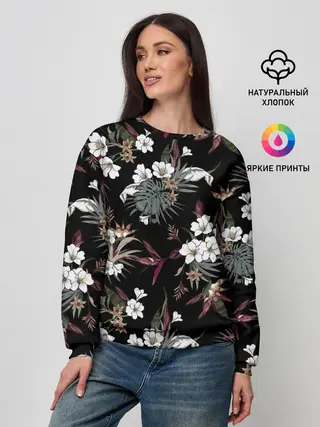 Женский свитшот / Белые цветы