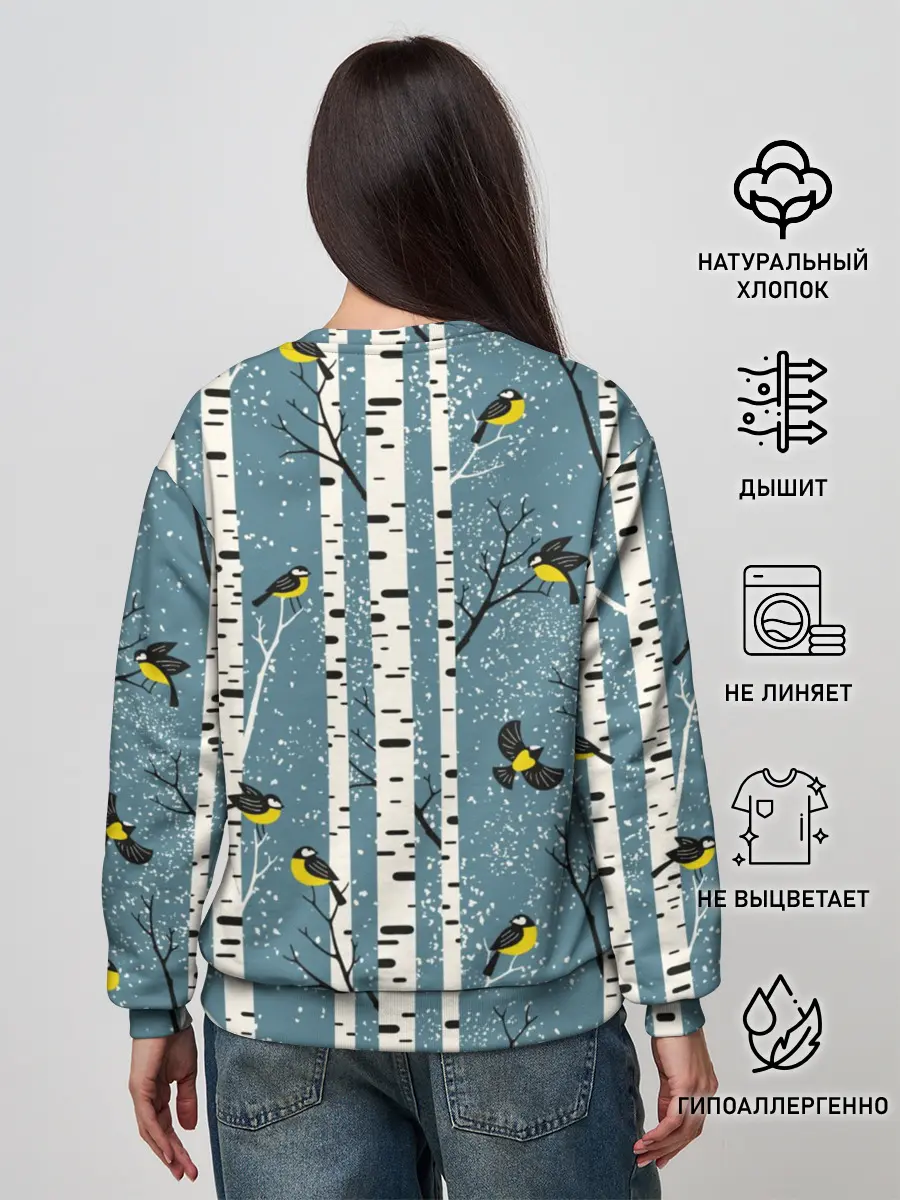 Женский свитшот / Синички на берёзах