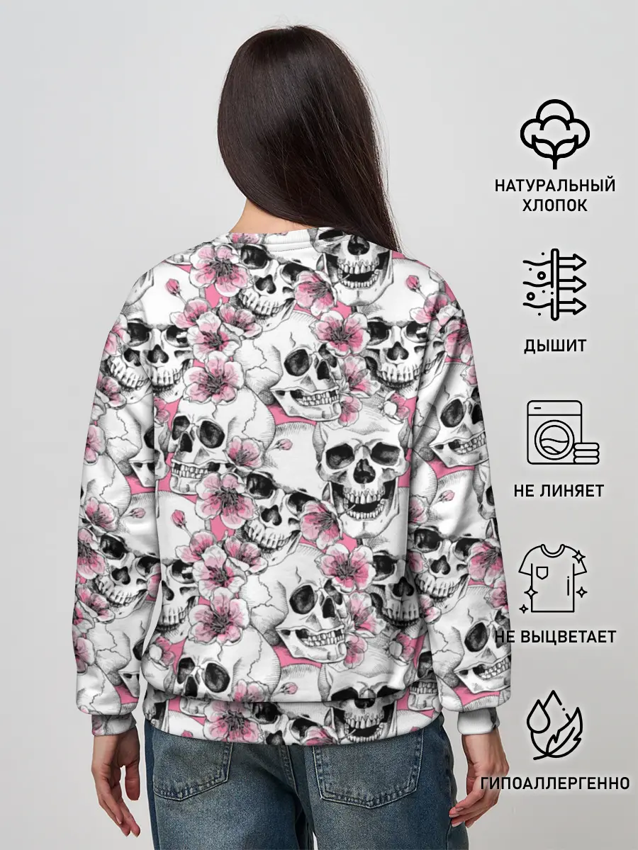 Женский свитшот / Черепа в цветах