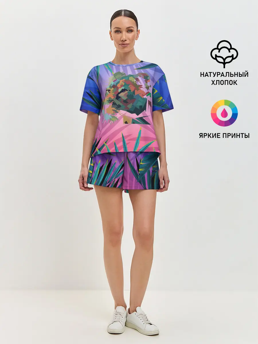 Женская пижама с шортами / Тигр из абстракций