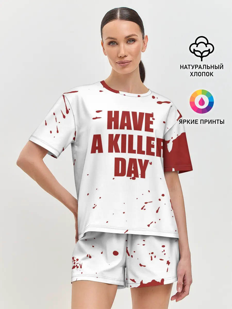 Женская пижама с шортами / blood have a killer day Dexter