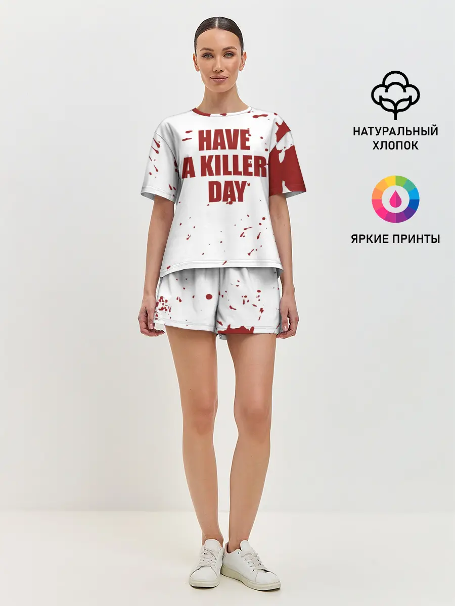 Женская пижама с шортами / blood have a killer day Dexter