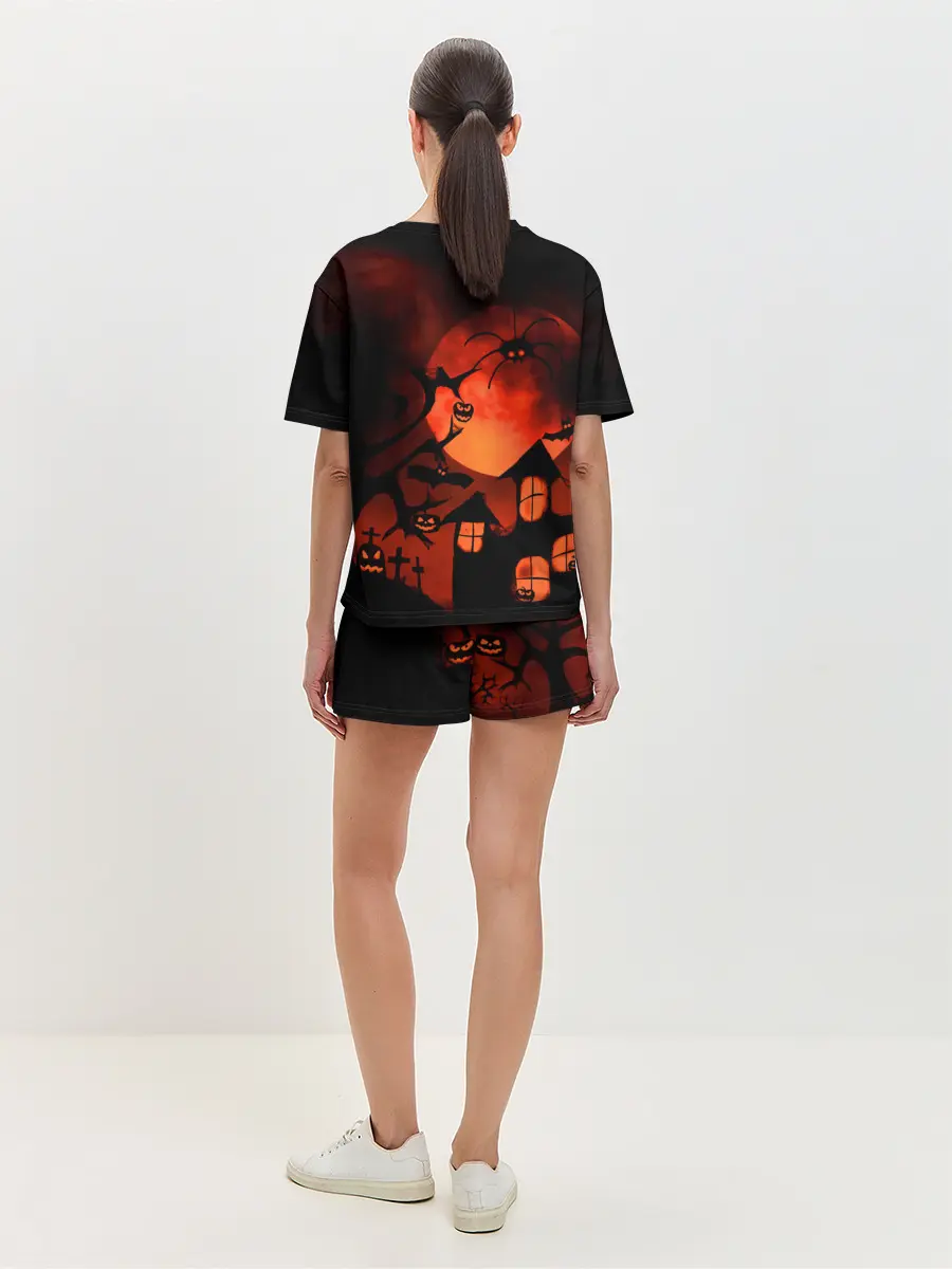 Женская пижама с шортами / Красная луна на Хэллоуин