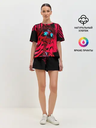 Женская пижама с шортами / Красный скелет в диком лесу