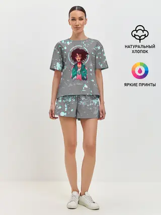 Женская пижама с шортами / 067 | ГЛИТЧ