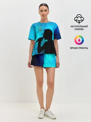 Женская пижама с шортами / Силуэт Фредди Меркьюри группа Queen