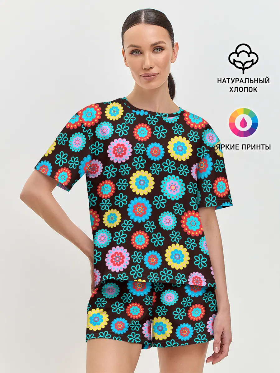 Женская пижама с шортами / Flоwers