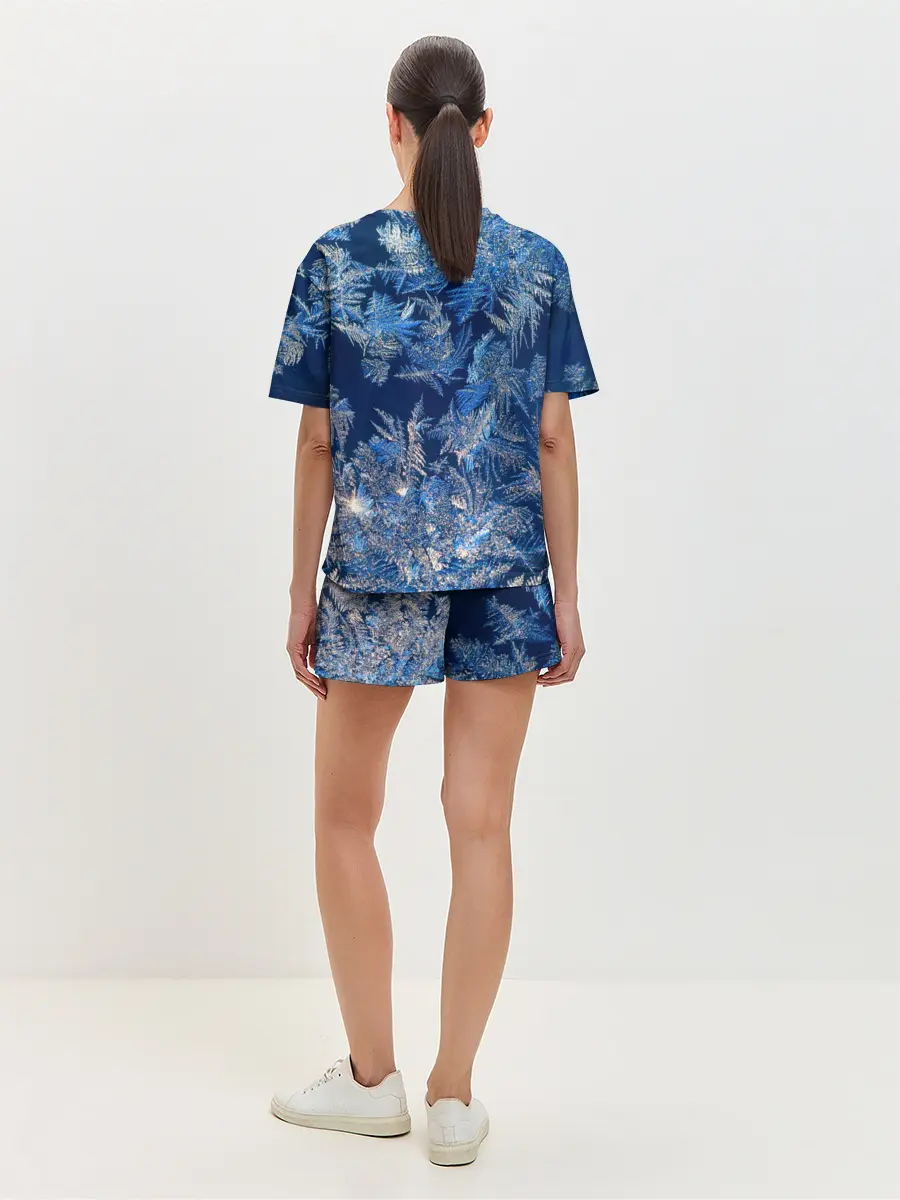 Женская пижама с шортами / Снежинки макро snowflakes macro