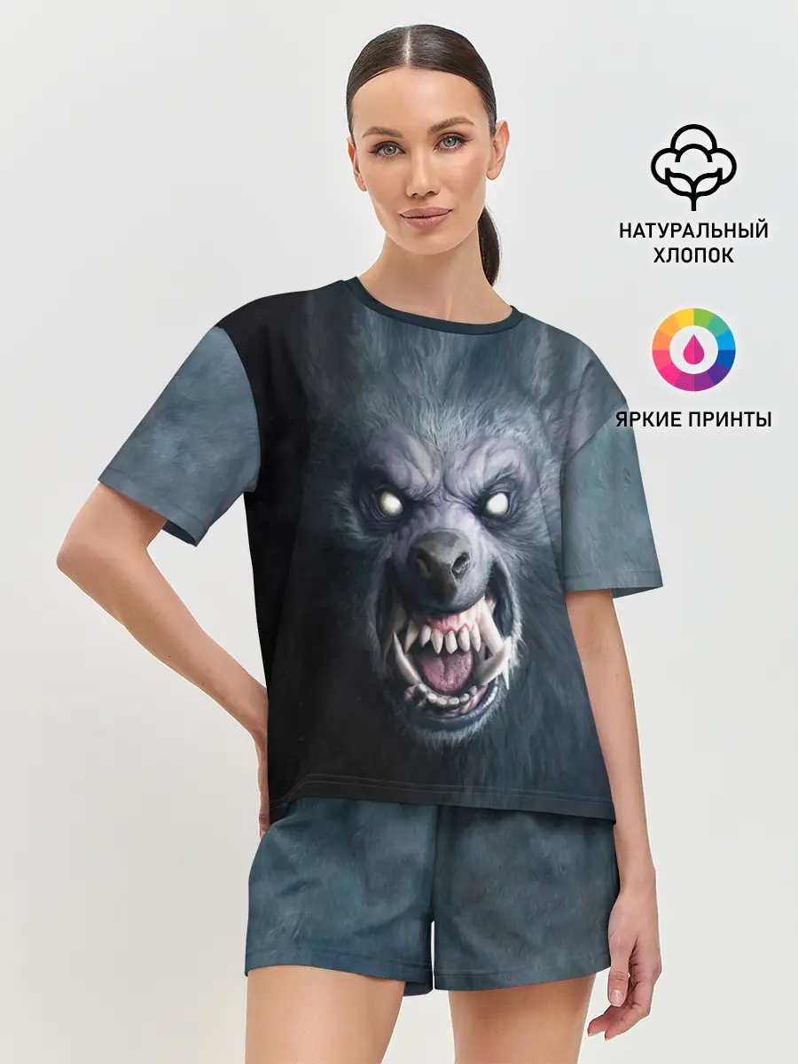 Женская пижама с шортами / ВОЛК-ОБОРОТЕНЬ