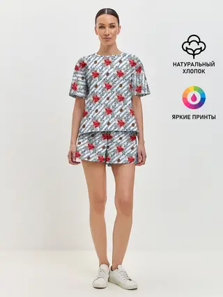 Женская пижама с шортами / Новогодние украшения и блестки