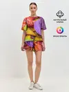 Женская пижама с шортами / Разноцветные ракушки multicolored seashells