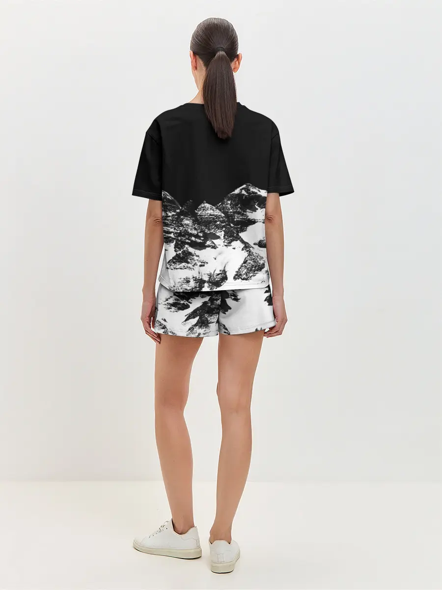 Женская пижама с шортами / ГОРЫ Ч/Б