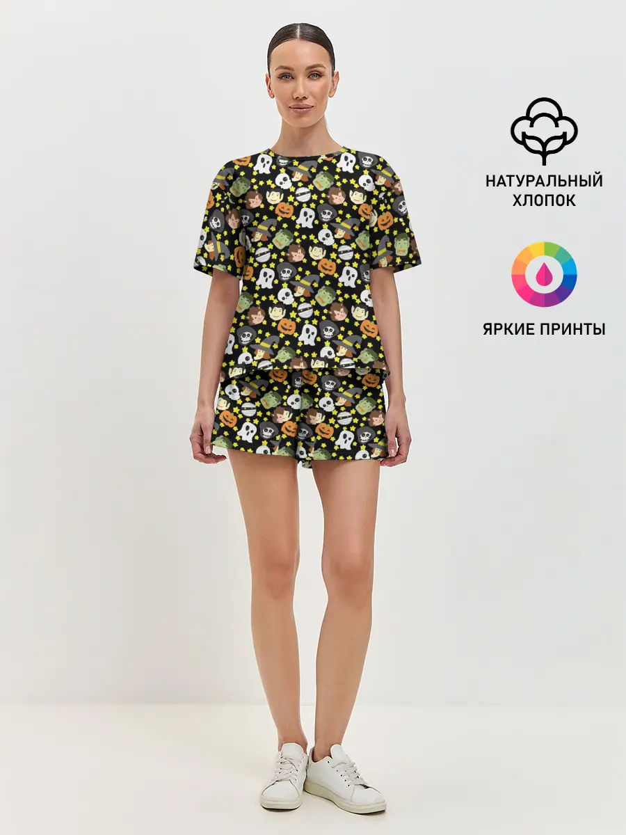 Женская пижама с шортами / персонажи и хэллоуин