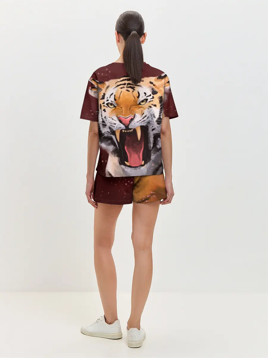 Женская пижама с шортами / Тигр красавчик сердится