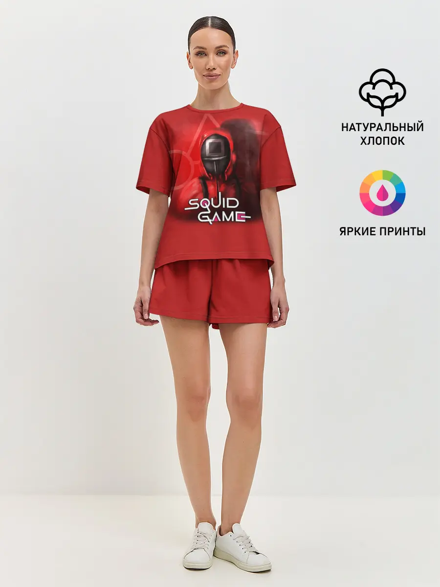 Женская пижама с шортами / ИГРА В КАЛЬМАРА | КВАДРАТ