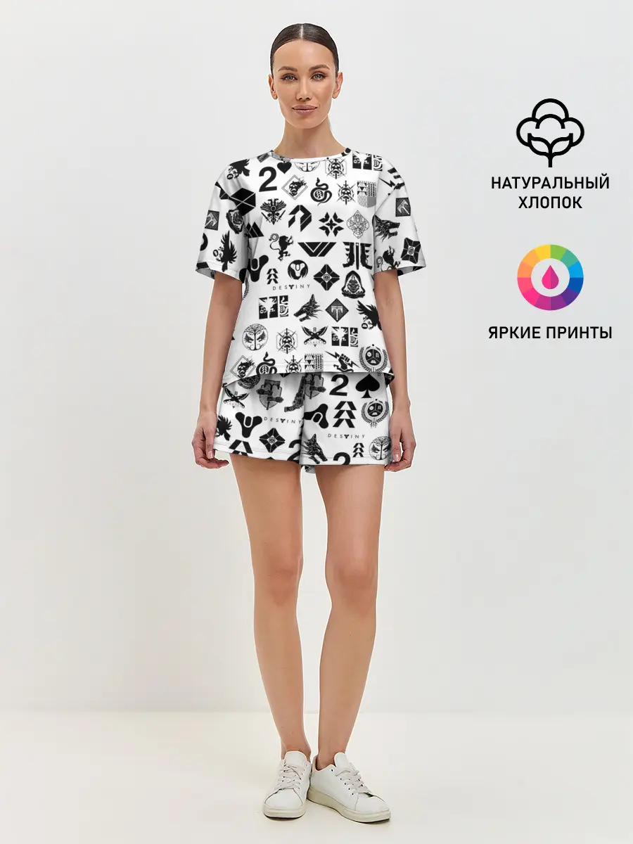 Женская пижама с шортами / DESTINY 2 LOGO PATTERN / ДЕСТИНИ