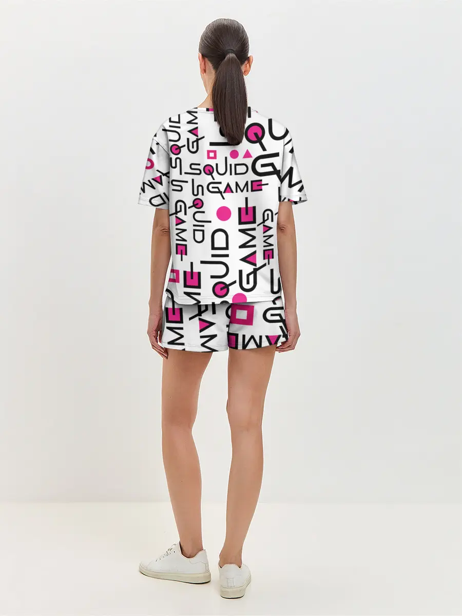 Женская пижама с шортами / ИГРА В КАЛЬМАРА УЗОР И ПАТТЕРН ЛОГО