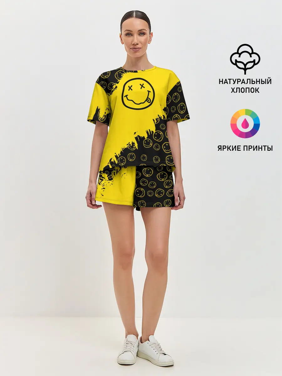 Женская пижама с шортами / Nirvana Smile | Нирвана Рваный Паттерн