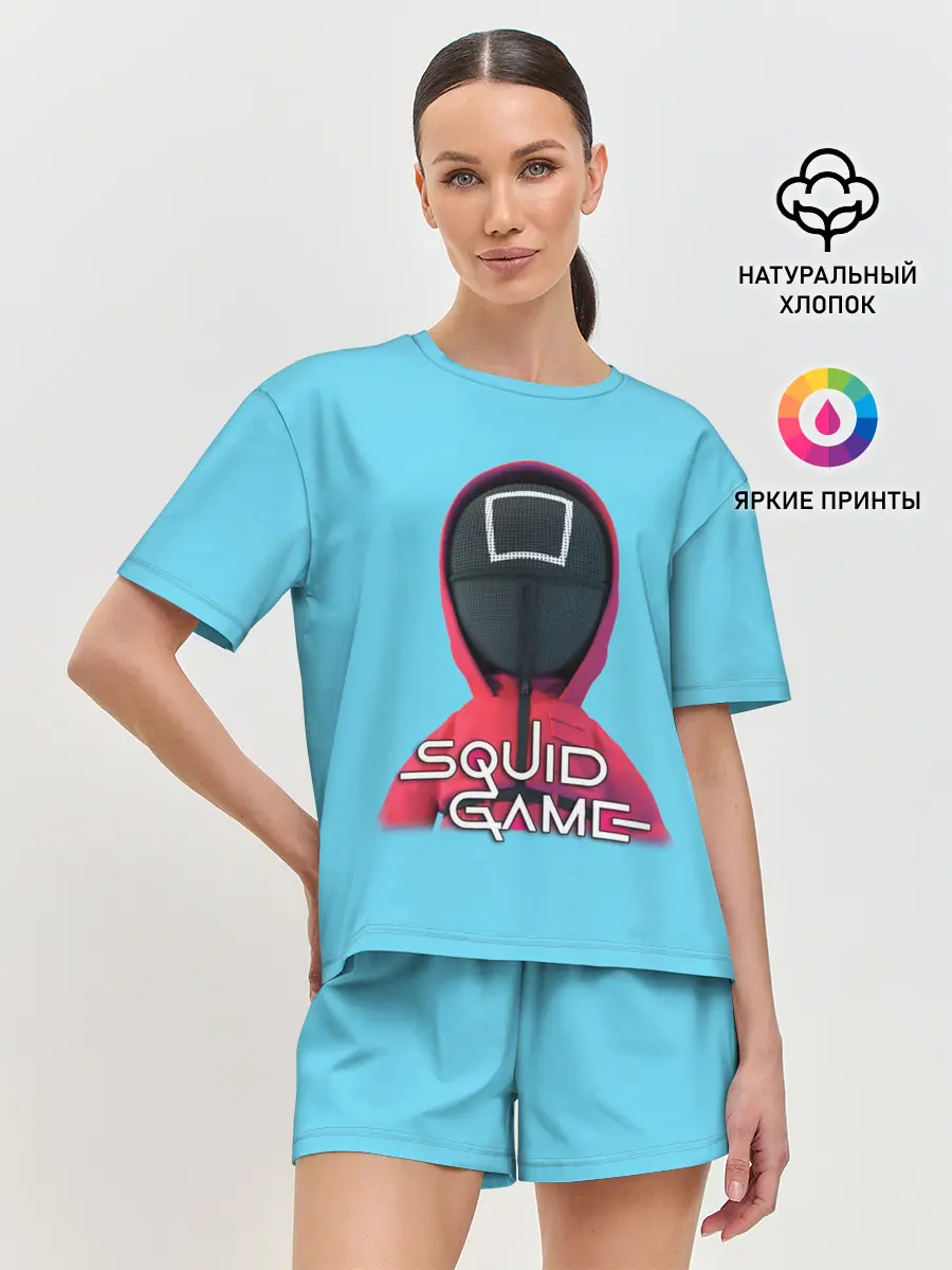 Женская пижама с шортами / Squid game квадрат - Игра в кальмара