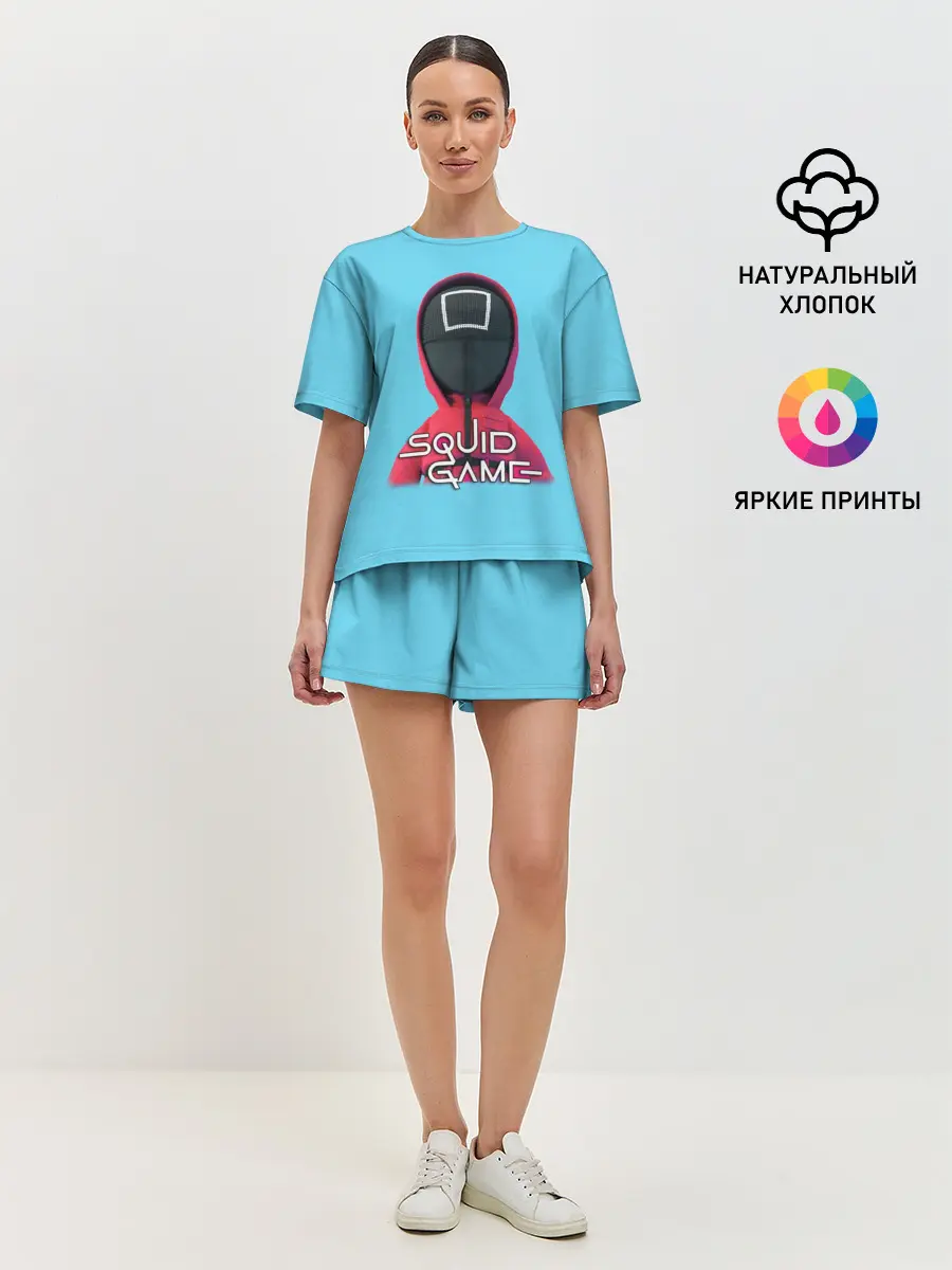 Женская пижама с шортами / Squid game квадрат - Игра в кальмара