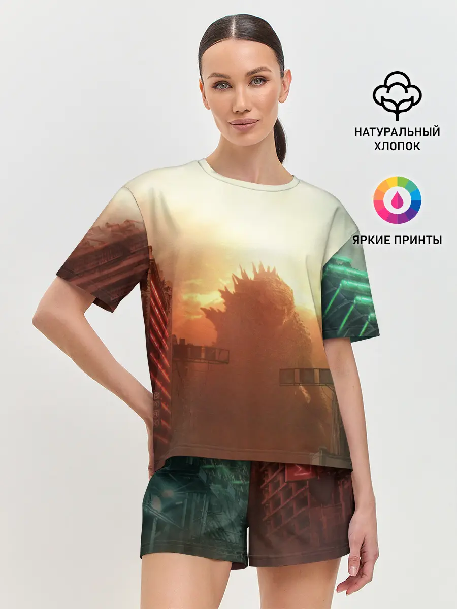 Женская пижама с шортами / ГОДЗИЛЛА РАЗРУШАЕТ ГОРОД